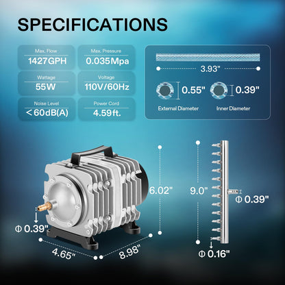 VIVOSUN Aquarium Air Pumps, Multiple Flow Options
