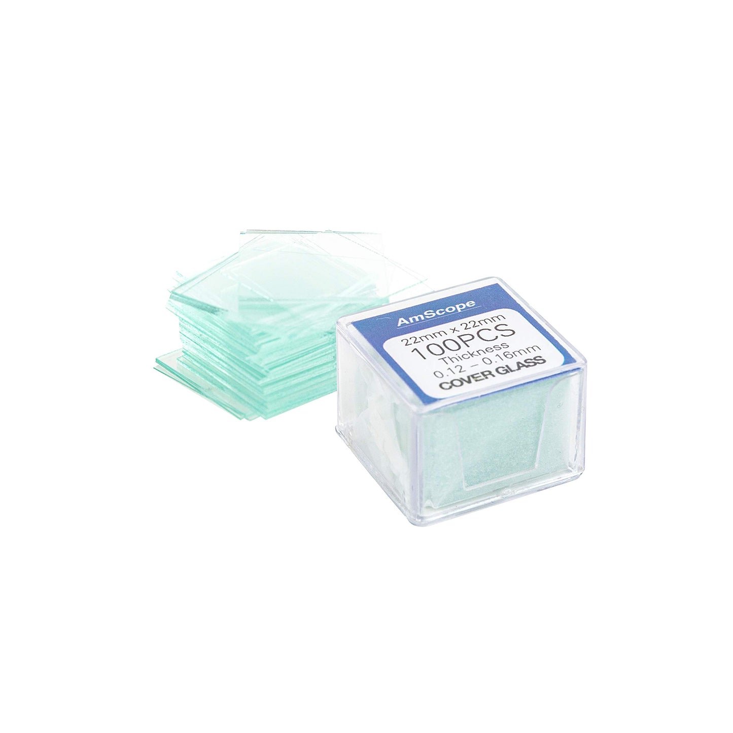 AmScope BS-50P-100S-22 Pre-Cleaned Blank Ground Edge Glass Microscope Slides and 100pc Pre-Cleaned Square Glass Cover Slips Coverslips