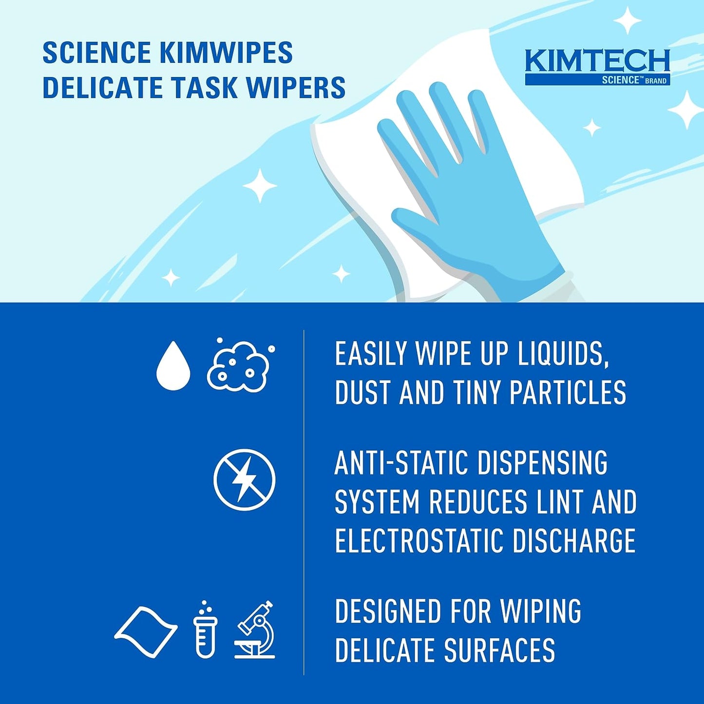Kimtech Science™ Kimwipes® Delicate Task Wipes (34155), Pop-Up Box, White (286 Sheets/Box)