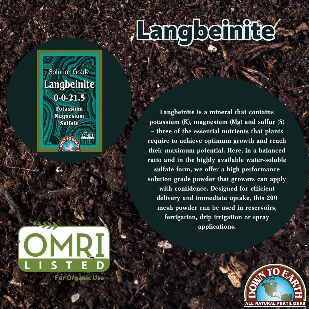 Down to Earth OMRI Organic Solution Grade Langbeinite 0-0-21.5, 1 lb