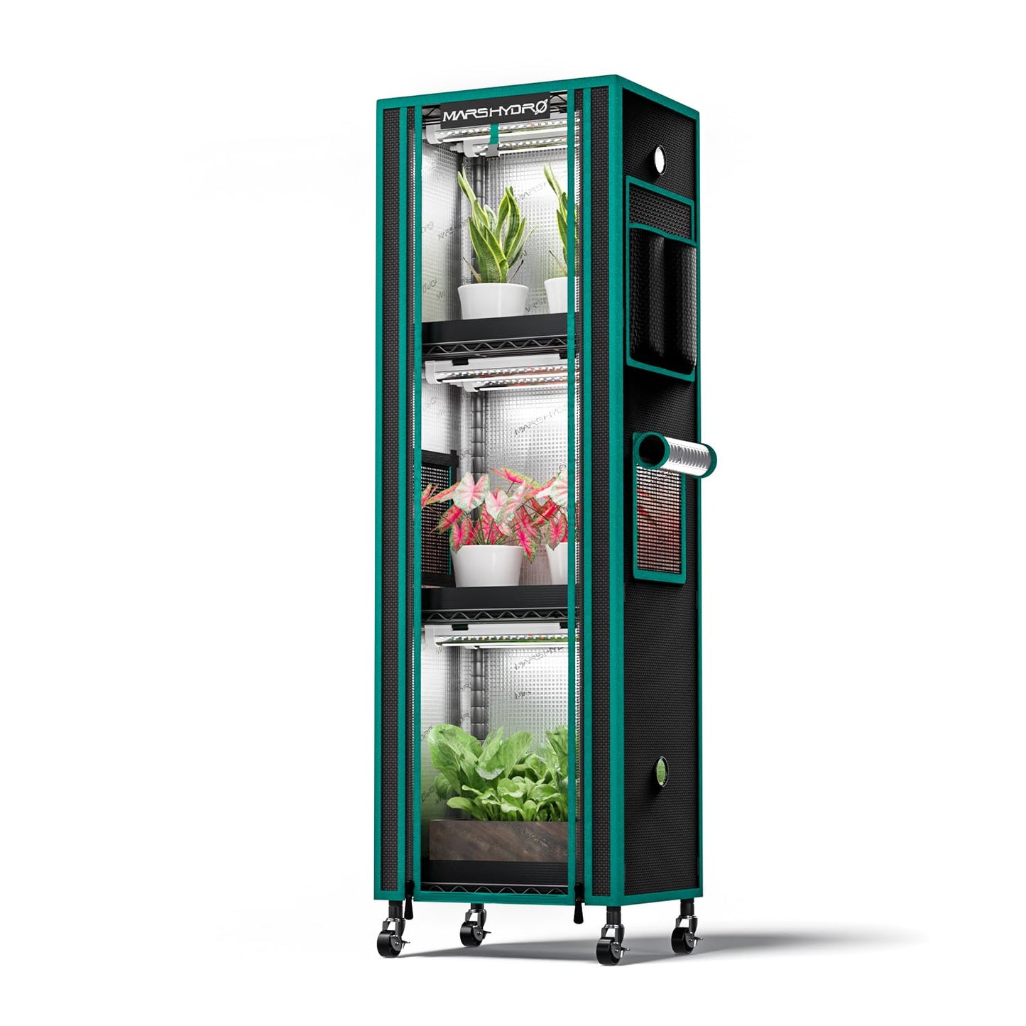 MARS HYDRO 2025 Plant Stand with Grow Lights,4-Tier Plant Shelf with 6 Full Spectrum LED Lamps (150W, 3ft) & Grow Tent | for Vegetables, Seedlings, Plant Growth | 5000K, 37×14×59''