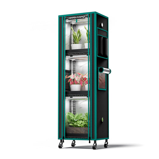 MARS HYDRO 2025 Plant Stand with Grow Lights,4-Tier Plant Shelf with 6 Full Spectrum LED Lamps (150W, 3ft) & Grow Tent | for Vegetables, Seedlings, Plant Growth | 5000K, 37×14×59''