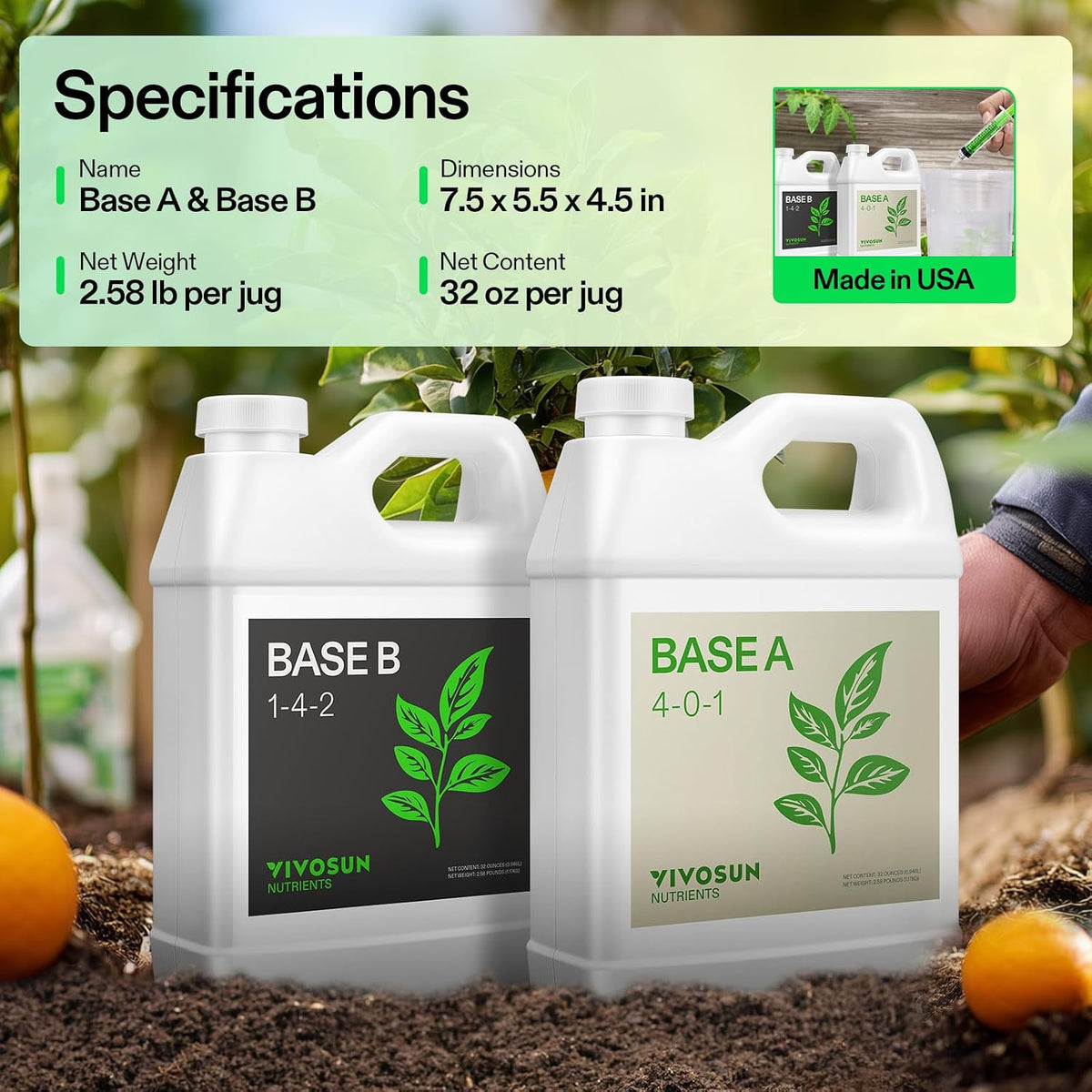 VIVOSUN Base A and B Liquid Nutrients, Size and Pack Options