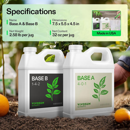VIVOSUN Base A and B Liquid Nutrients, Size and Pack Options