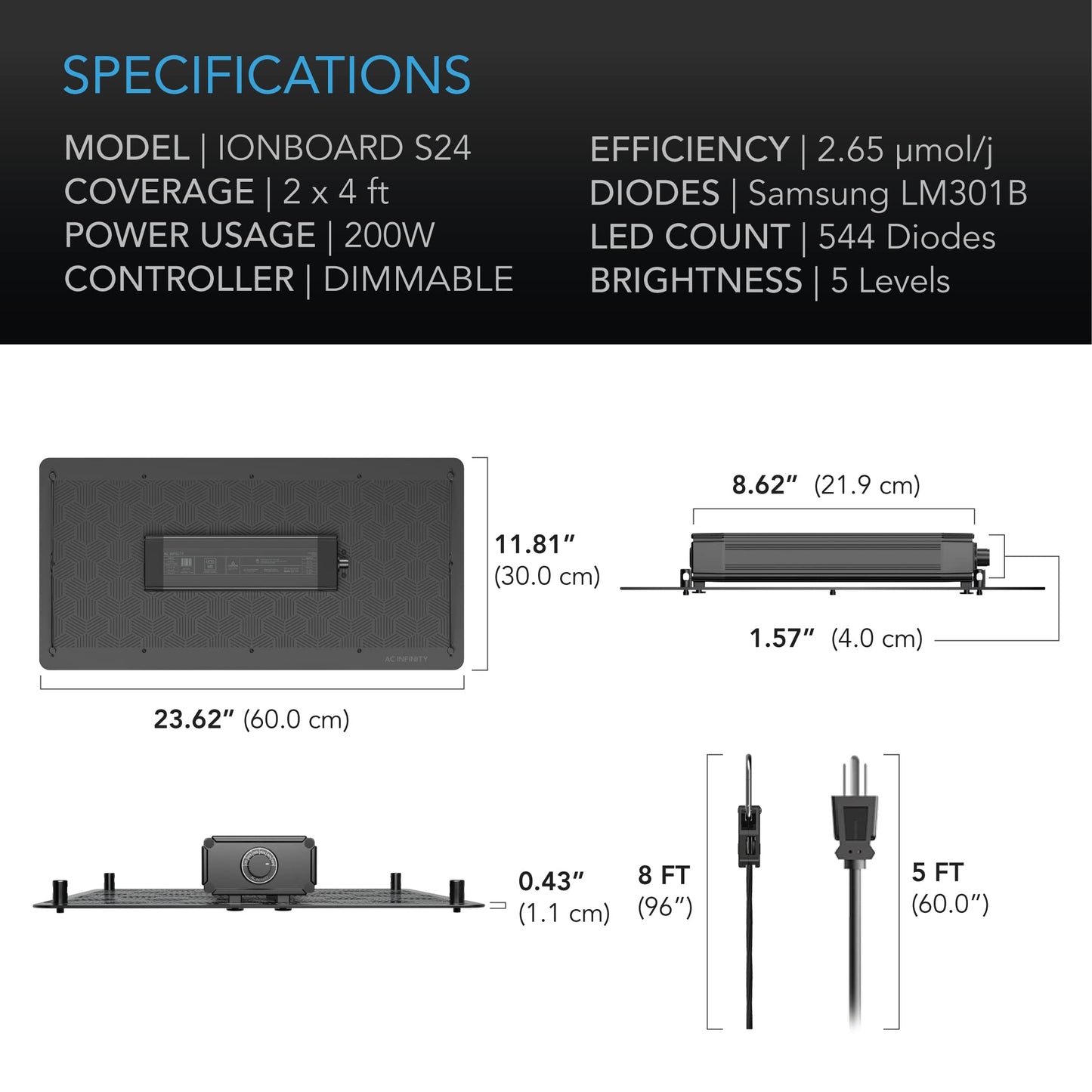 AC Infinity IONBOARD S44, LED Grow Light Board with Samsung LM301H Diodes, Deeper Penetration Full Spectrum Lighting, for Veg Bloom Indoor Plants in Grow Tents Greenhouses (4x4)