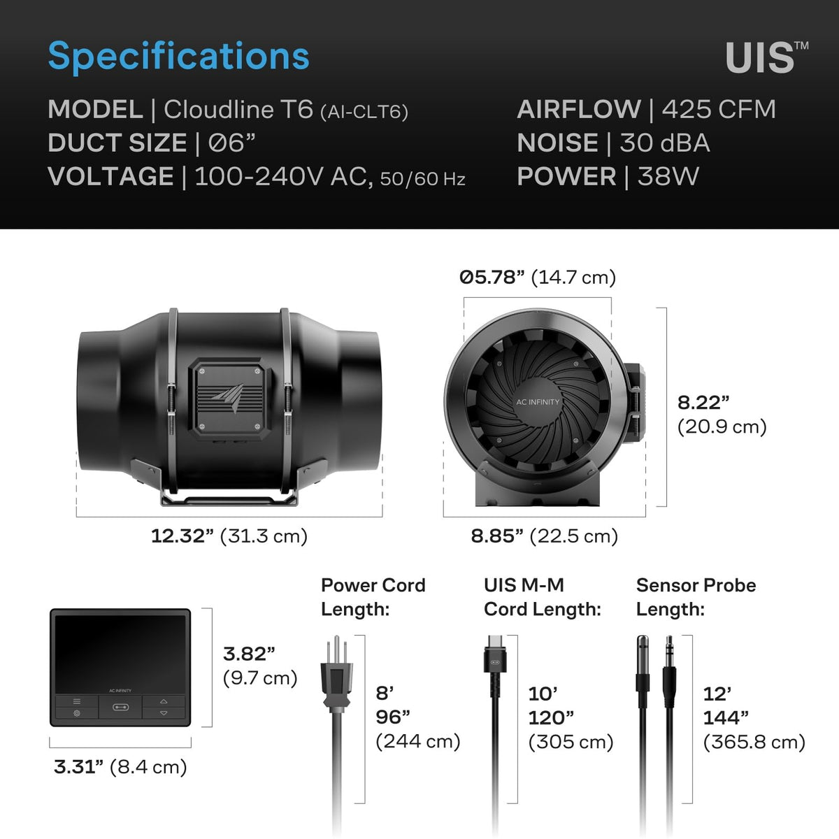 AC Infinity Inline Duct Fans with Controller Options