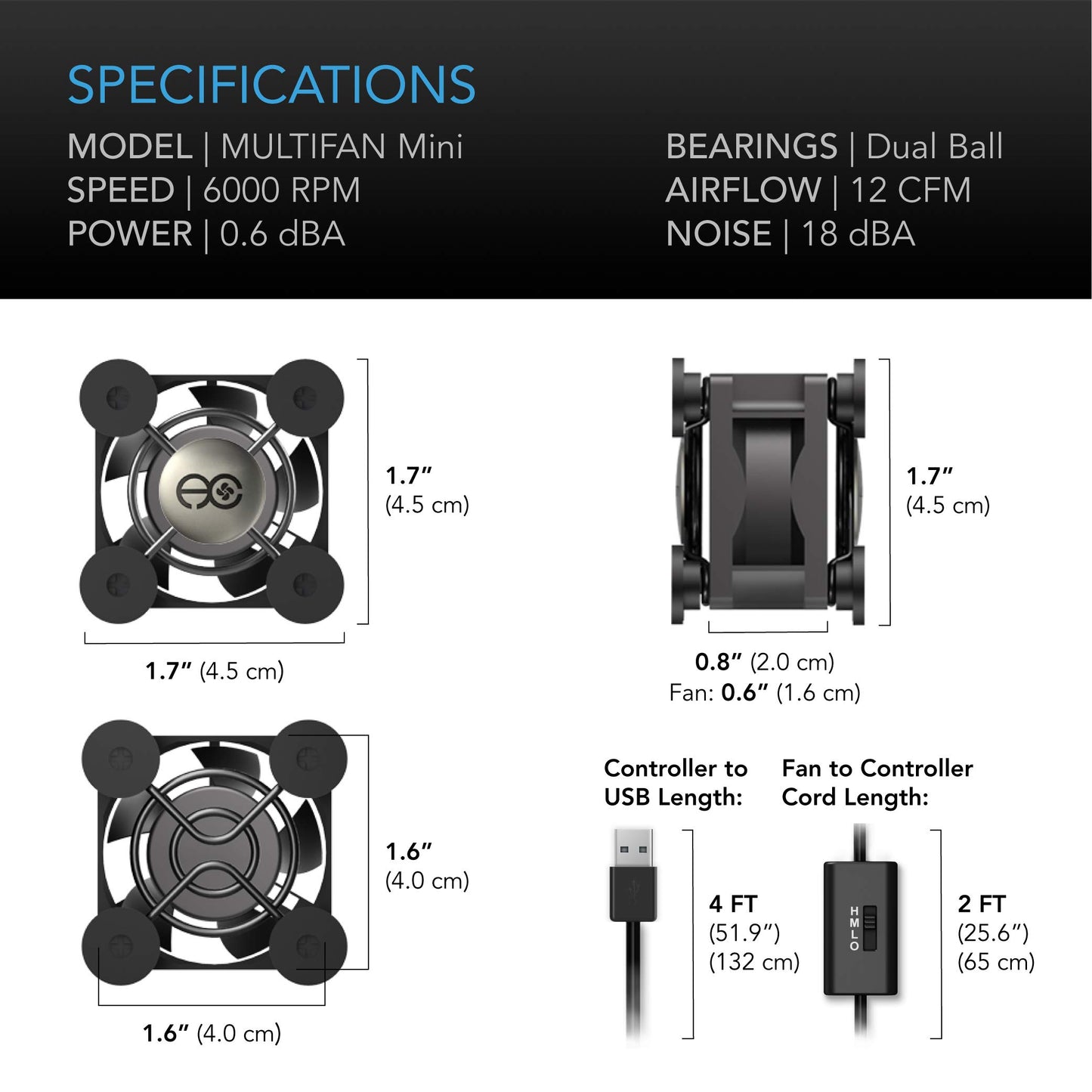 AC Infinity MULTIFAN S7, Quiet Dual 120mm USB Fan, UL-Certified for Receiver DVR PlayStation Xbox Computer Cabinet Cooling