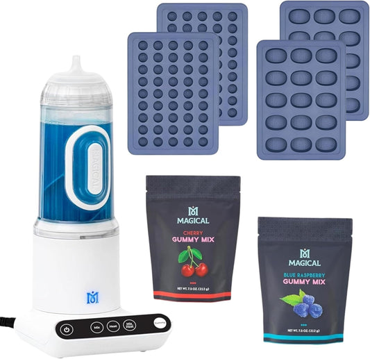 Magical Butter Gummy Making Kit – Gummy Maker with Blue Raspberry & Cherry Mix, 10 mL & 2 mL Silicone Molds – Easy, No-Stick Candy Making Supplies