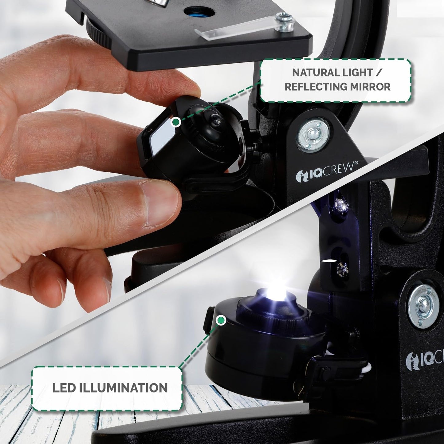 AmScope 120X-1200X 52-pcs Beginner Microscope STEM Kit with Metal Body Microscope, Plastic Slides, LED Light and Carrying Box (M30-ABS-KT2-W),White