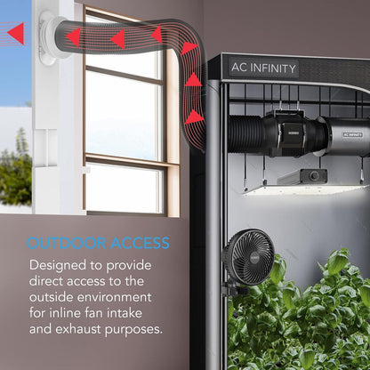 AC Infinity Window Duct Kit, Universal Vent Port for 4” and 6” Inline Fans