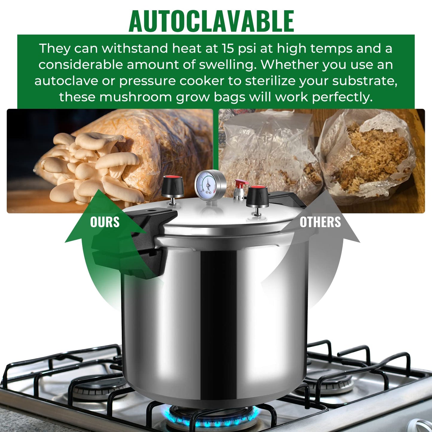 25 Packs 6 Mil Mushroom Grow Bags, Thick Spawn Bags 5" X 8" X 20" with 0.2 Micron Filter Breathable Autoclavable Durable Tear-Resistant