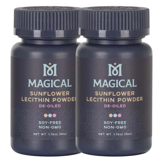 MAGICAL BUTTER Sunflower Lecithin Powder 2-Pack – Soy-Free, Non-GMO, Vegan & Kosher Emulsifier for Baking, Butter & Oil Stabilizer – 1.76 oz Each