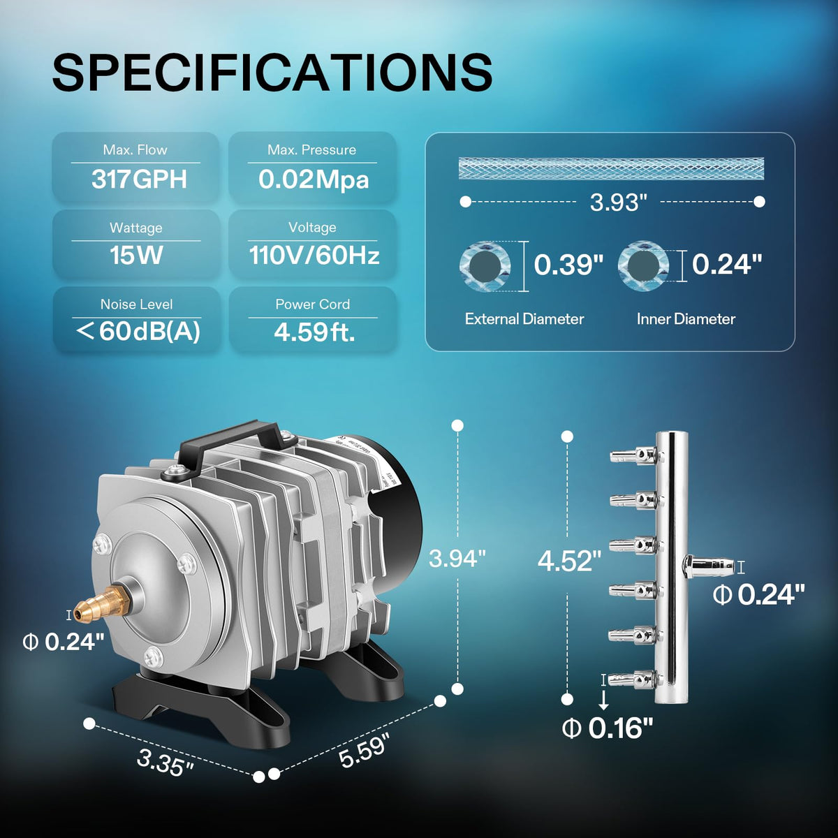 VIVOSUN Aquarium Air Pumps, Multiple Flow Options