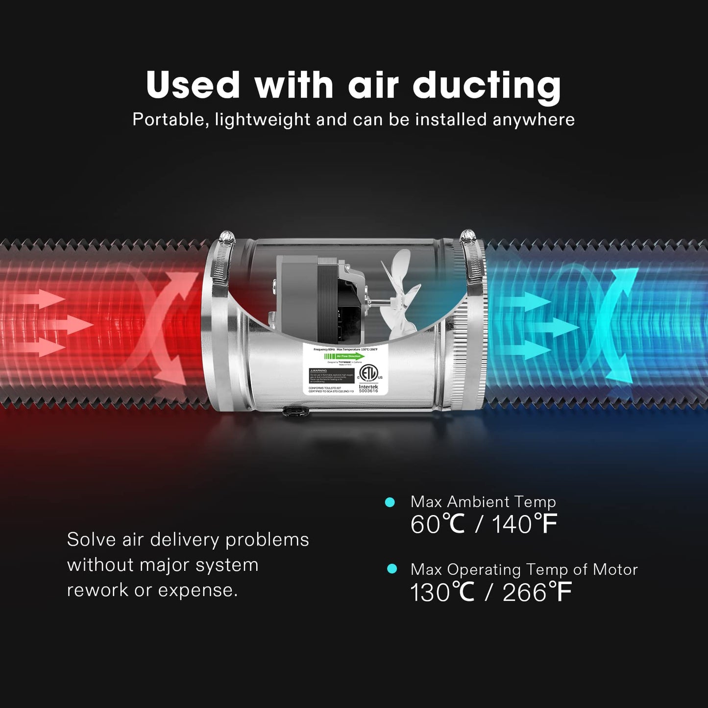 VIVOSUN 6 Inch Inline Duct Fan 240 CFM, HVAC Exhaust Ventilation Fan with Low Noise for Basements, Bathrooms, Kitchens and Attics, Silver