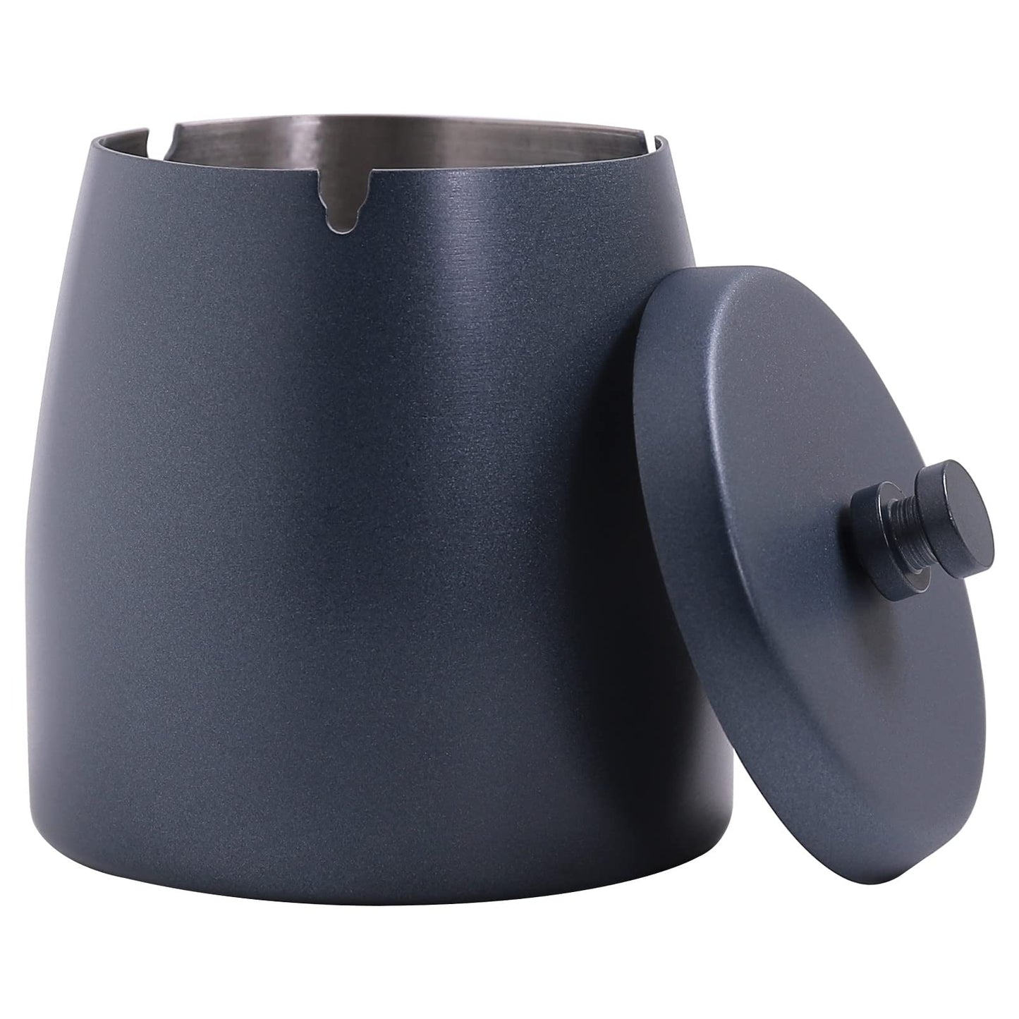 Ashtray with Lid for Cigarette, Stainless Steel Smokeless Odorless Windproof Ashtrays for Home Office Tabletop Outside Patio Outdoor Balcony(3.54"x3.0"x3.38")