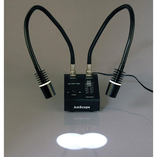 AmScope LED-6W Powerful 6 Watt LED Dual Gooseneck Lights Illuminator, Black, 1 Count (Pack of 1)