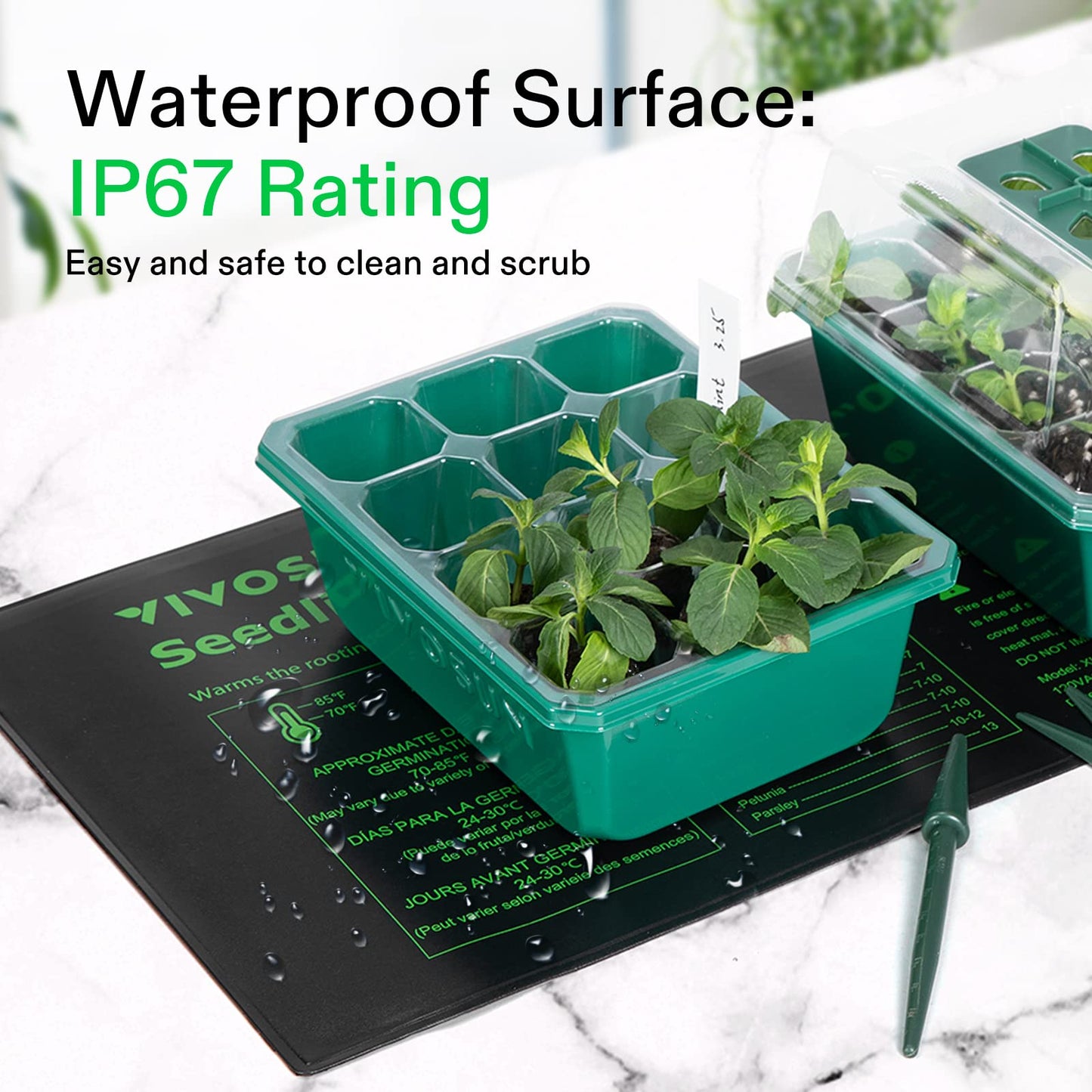 VIVOSUN 6-Pack Seed Starter Trays, 72-Cell Seed Starter Kit with Humidity Dome, Flat Reusable Plant Germination Trays with Drain Hole, Green Propagation Tray for Planting Seeds