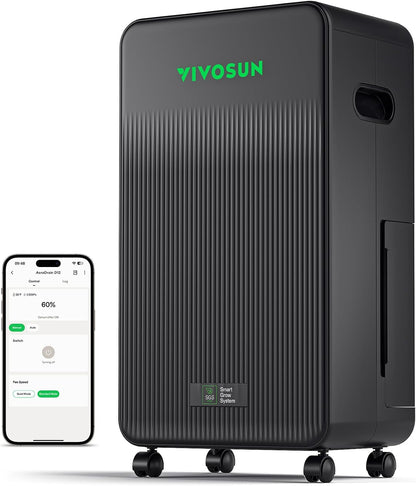 VIVOSUN AeroDrain D12 Smart Dehumidifier Up to 12L/day for Grow Tents