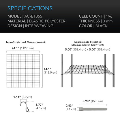AC Infinity Elastic Trellis Netting, Multiple Sizes