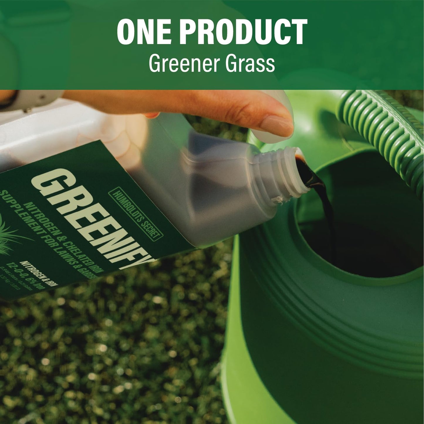 Humboldts Secret Greenify | 12-0-0 Nitrogen & 6% Iron Liquid Lawn Fertilizer | Concentrated Fertilizer Spray - Liquid Nitrogen Fertilizer - Chelated Iron Fertilizer, Liquid Iron for Lawn | 32 oz