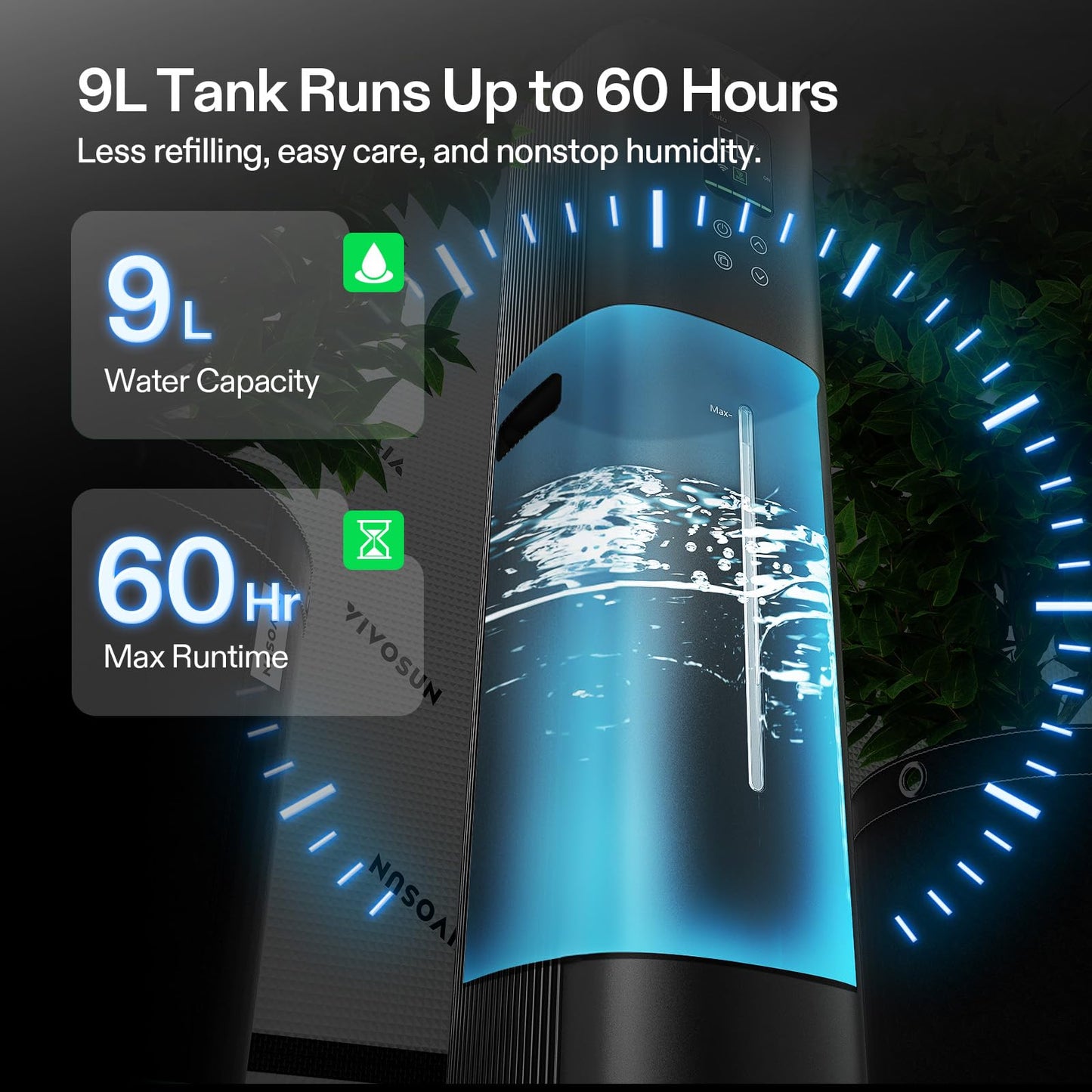 VIVOSUN AeroStream H05 Intelligent Wi-Fi Humidifier, 1.32 Gal / 5 L Humidifier with Temp & Humidity Probe, Smart Remote Control, Designed for Growers