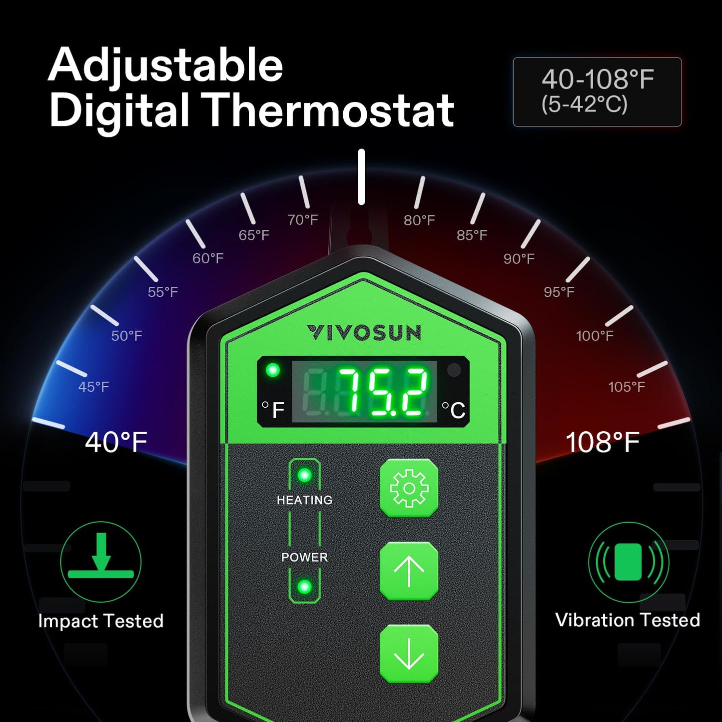 VIVOSUN 10"x 20.75" Seedling Heat Mat and Digital Thermostat Combo Set, UL & MET-Certified Warm Hydroponic Heating Pad for Germination, Indoor Gardening, Greenhouse