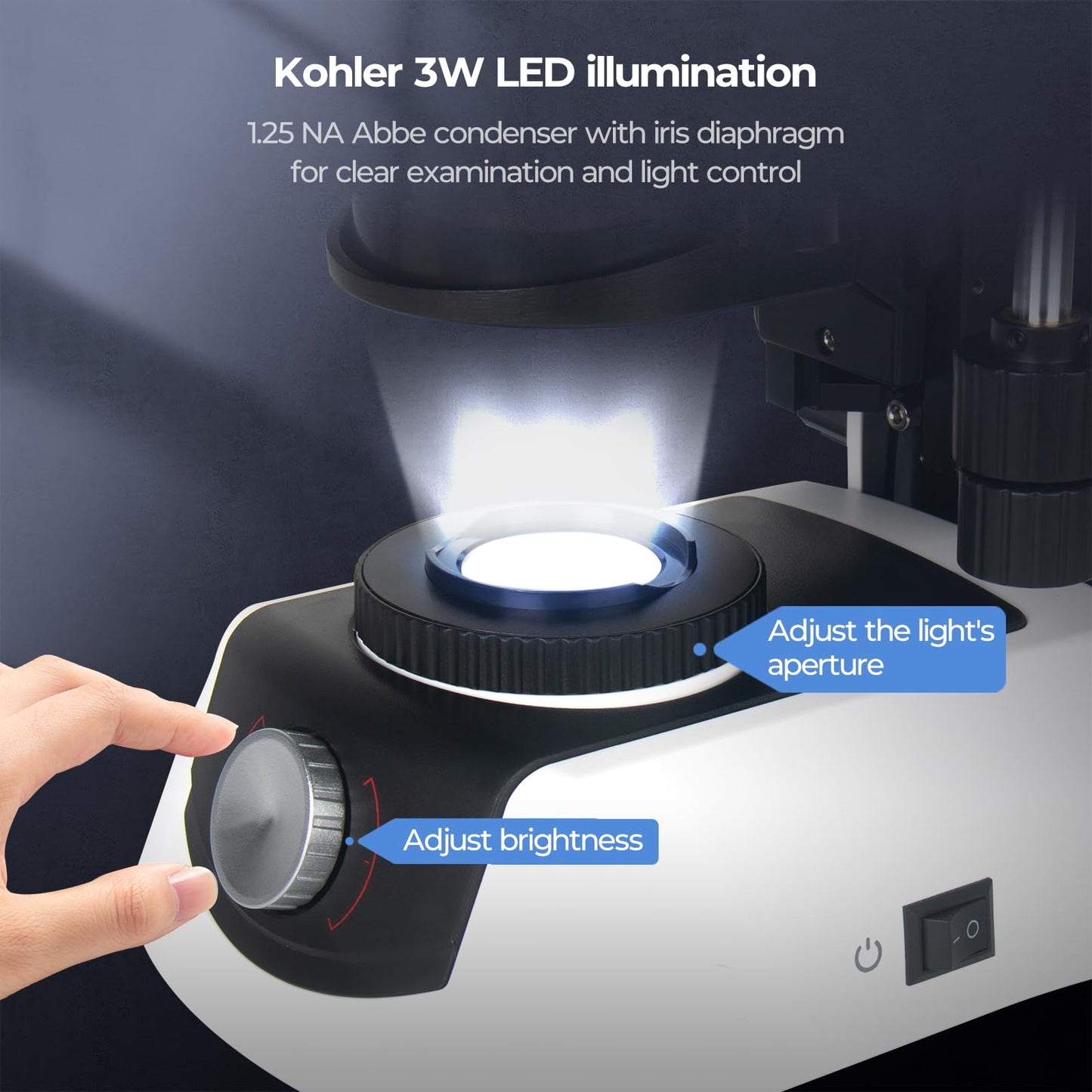 [Darkfield Microorganism Model] Vabiooth Lab Darkfield & Brightfield Trinocular Compound Microscope 40X-2500X Magnification with 7" Monitor 5MP E-Eyepiece, Adjustable Mechanical Stage, LED Source