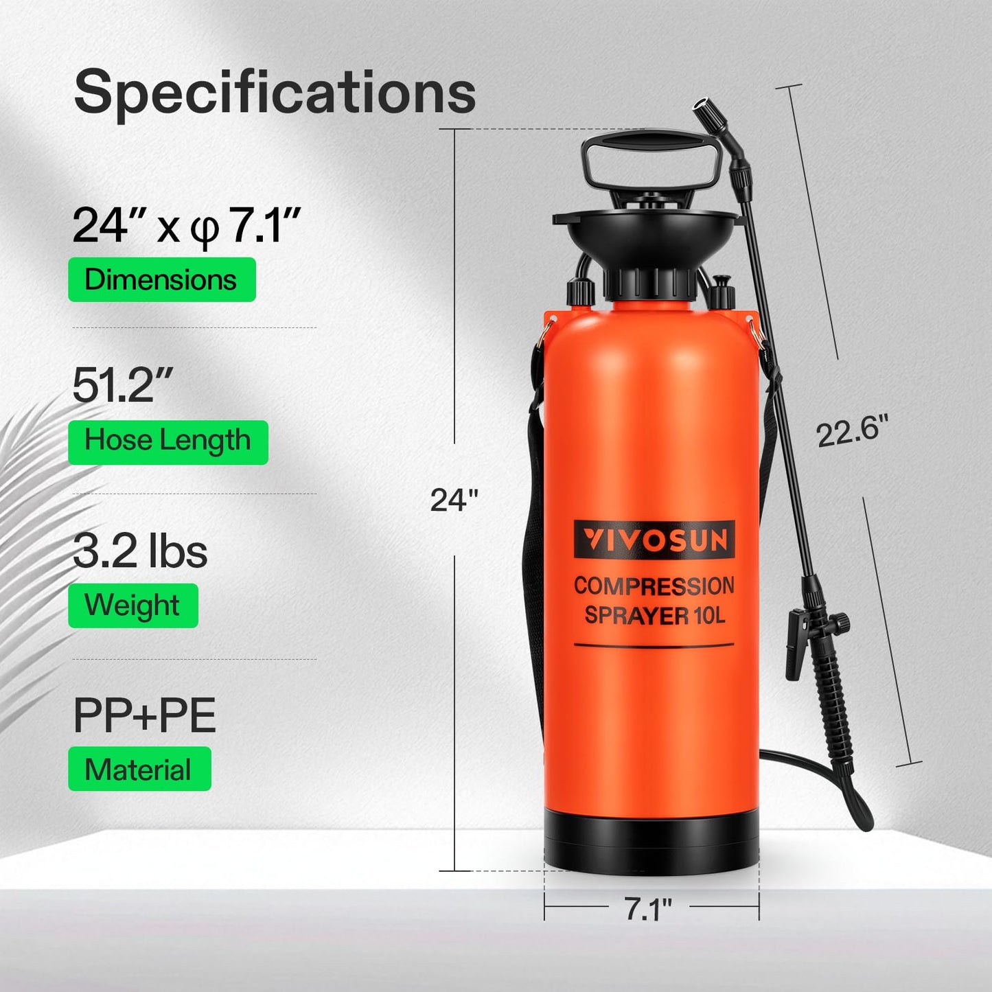 VIVOSUN 1.35-Gallon Pump Pressure Sprayer, Pressurized Lawn & Garden Water Spray Bottle with Adjustable Shoulder Strap, for Spraying Plants, Garden Watering and Household Cleaning