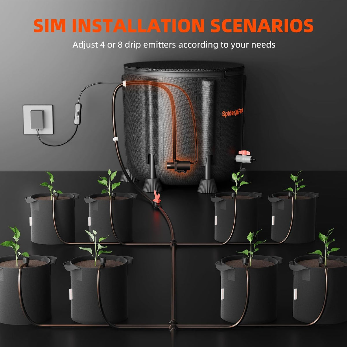 Spider Farmer Drip Irrigation Kit with Bucket Indoor Plant Watering System