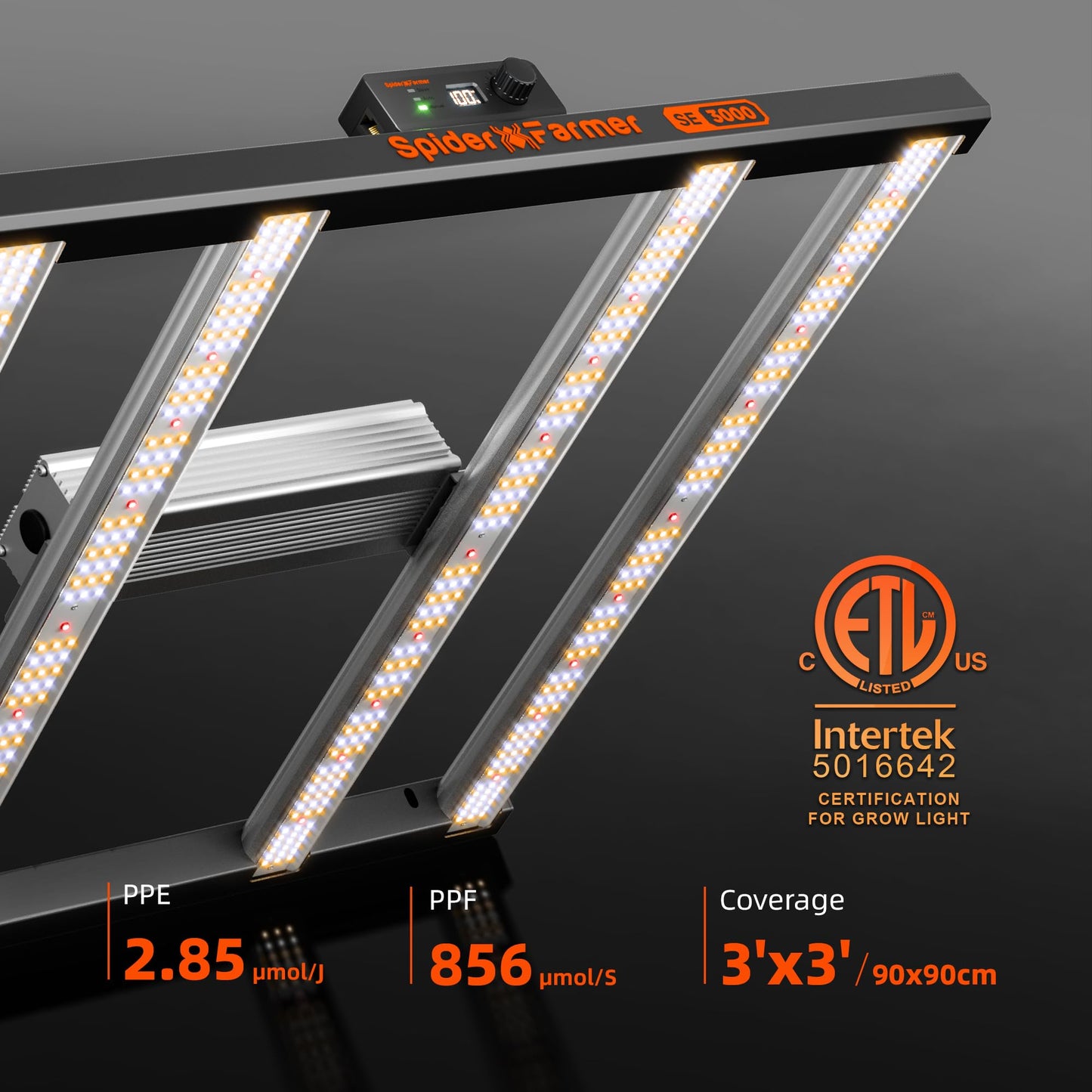 Spider Farmer SE3000 LED Grow Lights 300W, Samsung LM301H EVO Diodes, 2025 Upgraded Remote App Control, 3x3ft Coverage Bar Style Grow Light, Full Spectrum Dimmable Grow Lamp for Indoor Plants