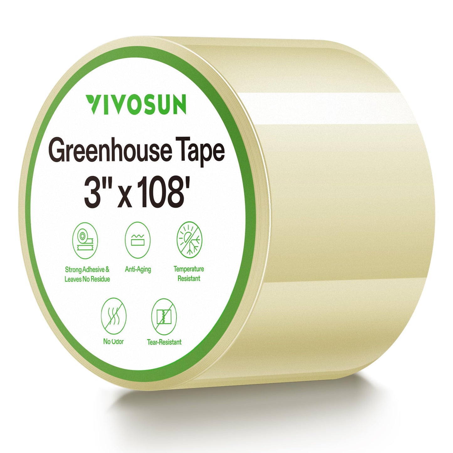 VIVOSUN Greenhouse Repair Tape, 6.3 mil 3" x 108' Weatherproof Clear Poly Patch Tape, Heavy Duty Greenhouse Sheeting Coverings Film Tape for Plastic Sheeting and Tents