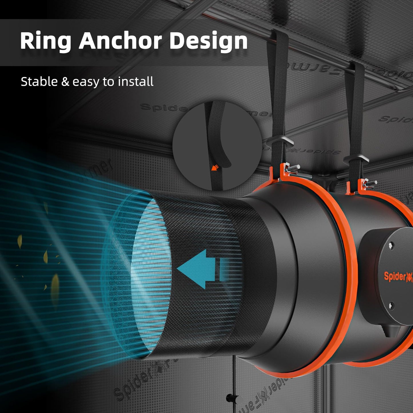 Spider Farmer 6 Inch Inline Fan with Temperature Humidity Controller, Quiet Duct Fan Intake Fan for Grow TentRoom, Heating Cooling Duct Booster Fan for Growing and Planting with Led Grow Light