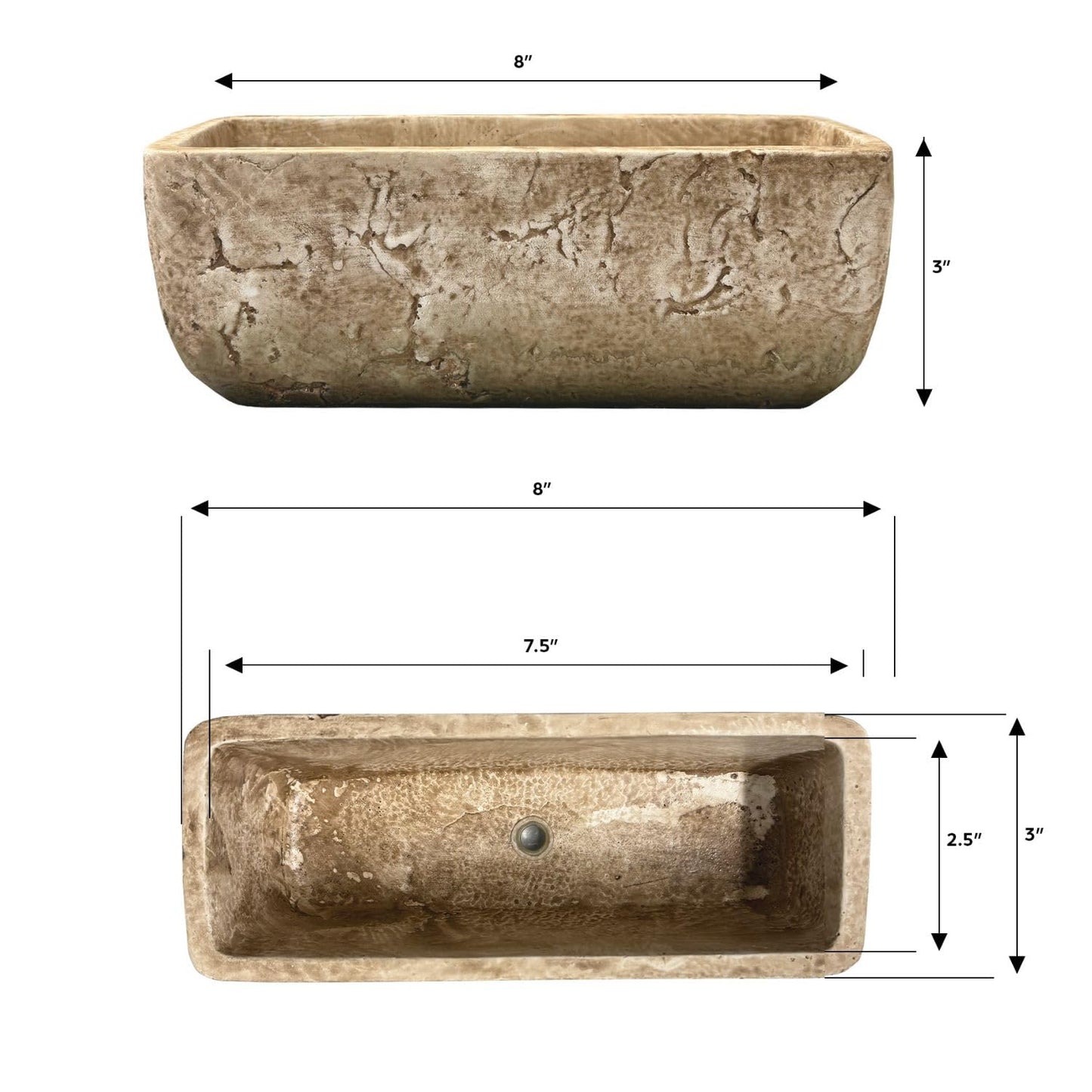 Classic Home and Garden Dakota Rectangular Planter Box w/Drain Plug - Small Succulent Pots for Window Sills & More - Shallow Trough Planter for Indoor Outdoor Use (8” Earth Moss Gray)