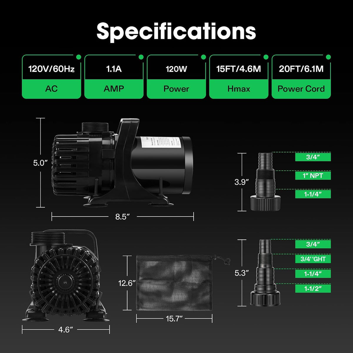 VIVOSUN Submersible Water Pumps, Multiple Flow Options