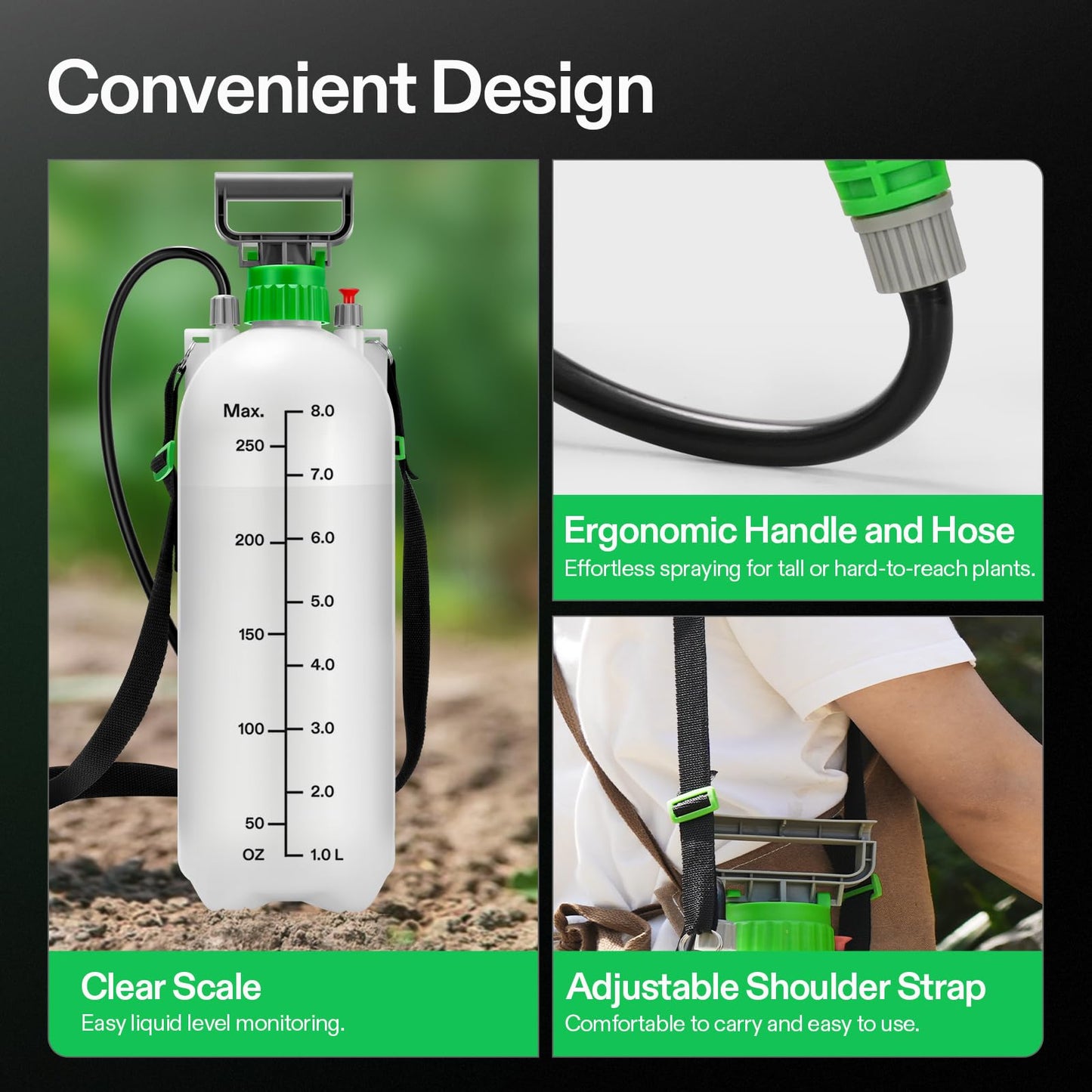 VIVOSUN 1 Gal/4L Pump Sprayer, Garden Water Sprayer for Plants, Weeds & Lawn Care, with 3 Nozzles, 50'' Long Hose & Pressure Relief Valve