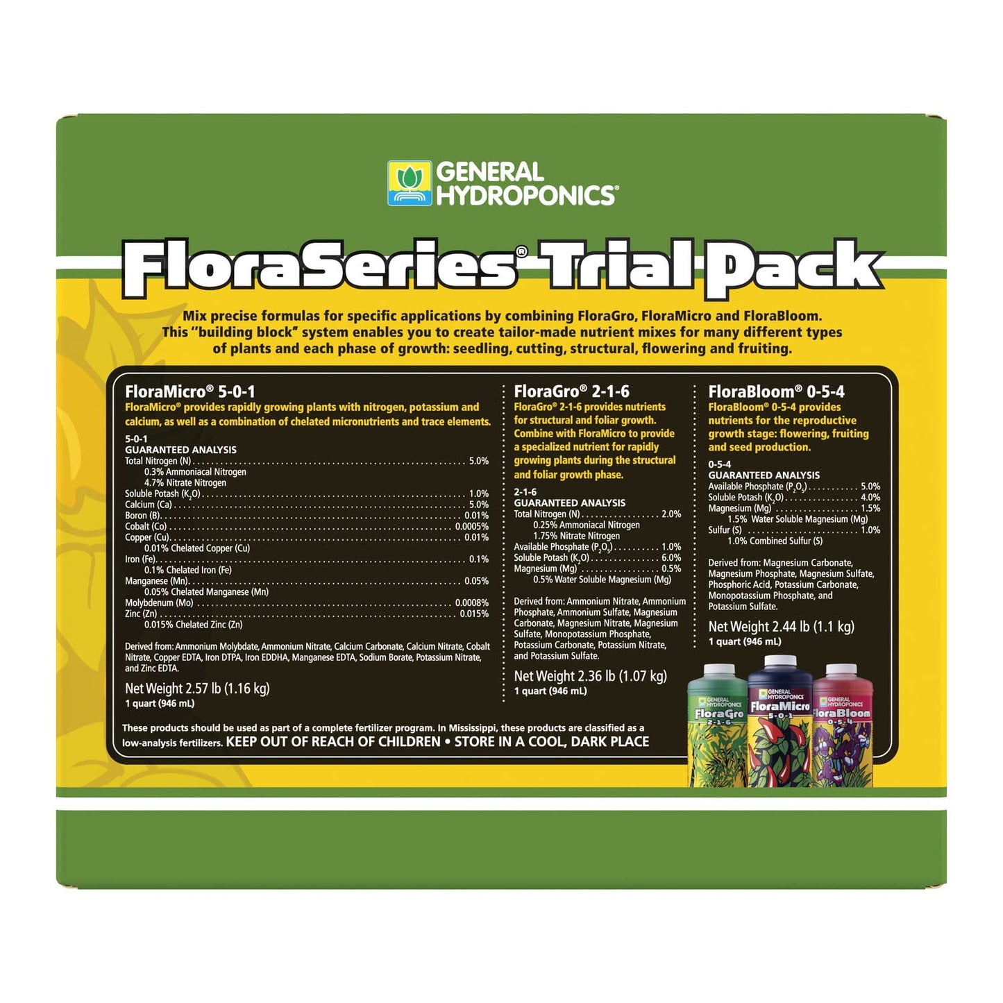 General Hydroponics FloraMicro 5-0-1, Use with FloraBloom & FloraGro For A Tailor-Made Nutrient Mix Ideal for Hydroponics, 1-Quart