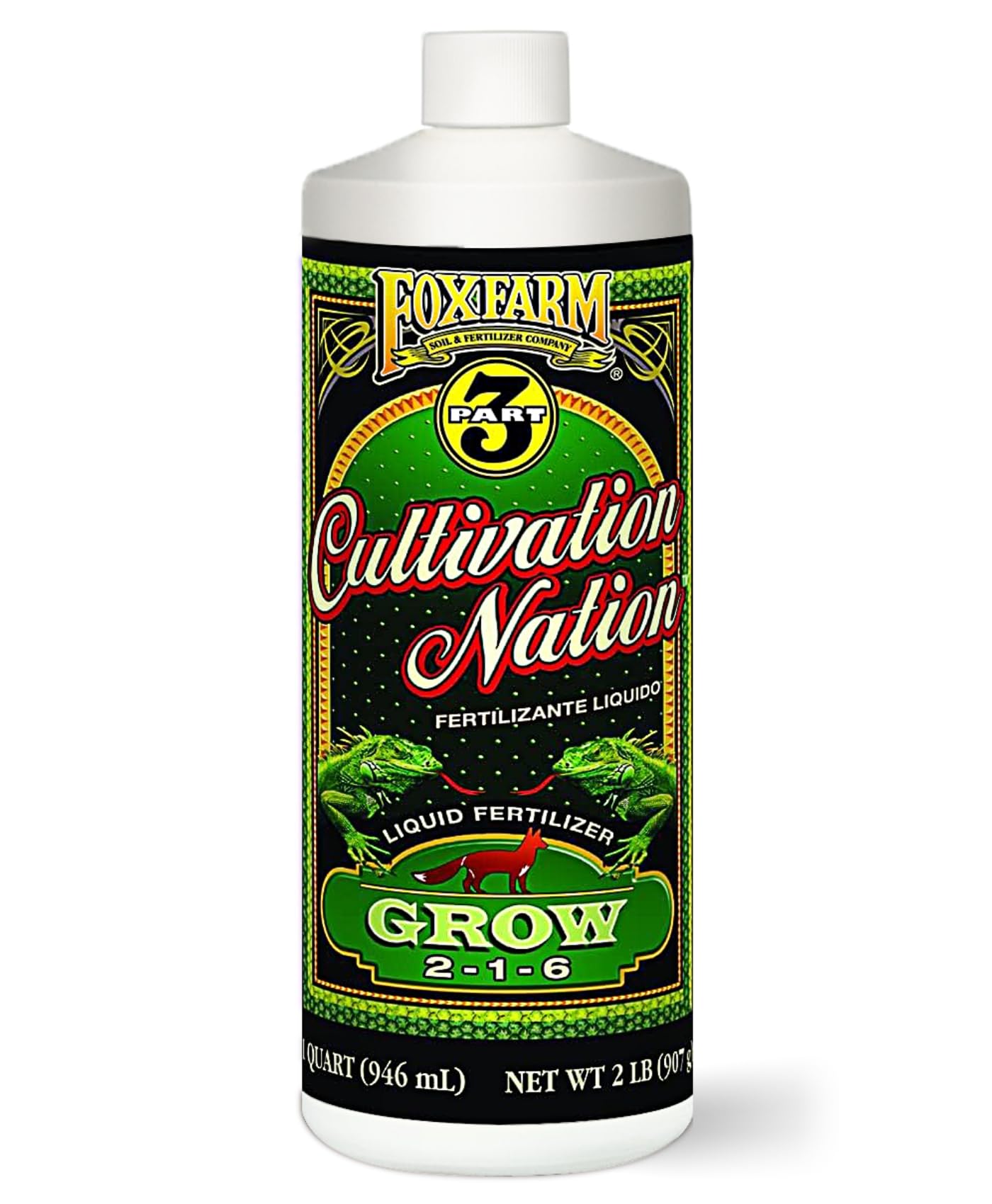 FoxFarm Cultivation Nation Grow Fertilizer - Formula for Optimal Vegetative Growth, Perfect for Soil, Soilless Media, Hydroponics & Aeroponics - Part 1 of 3-Part Feeding Program- NPK 2-1-6 (Gallon)