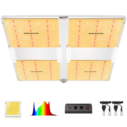 Spider Farmer SF2000, Samsung LM301H EVO Led Grow Light, Full Spectrum Plant Grow Light, 200W Dimmable & High Efficiency & Deeper Penetration Lamps for Seed Starting Vegetables Bloom in 2x4 Grow Tent