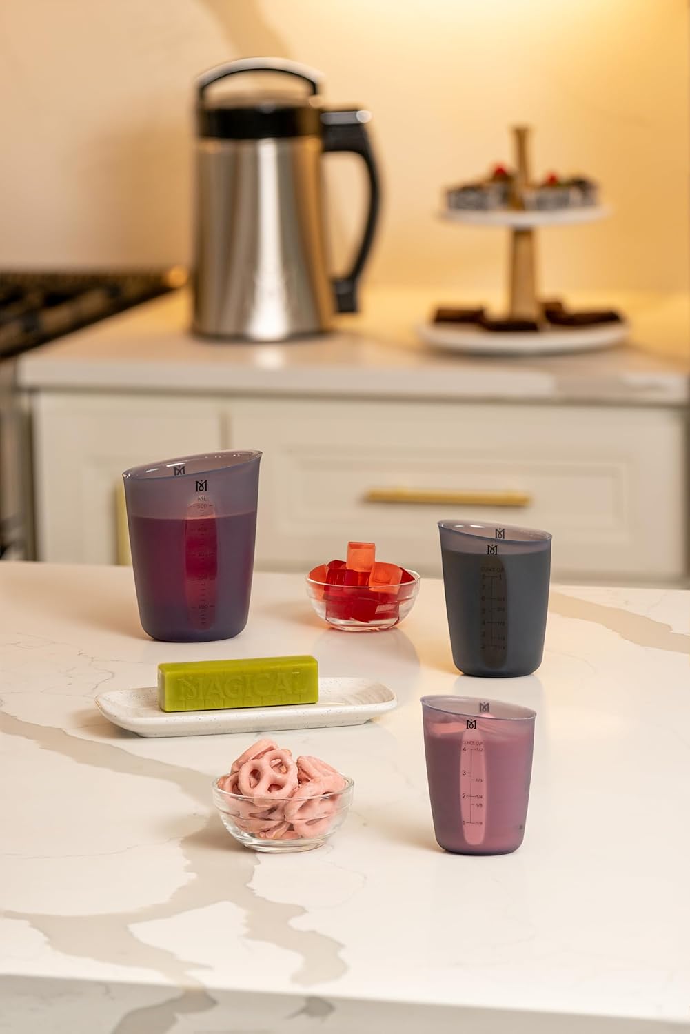 Magical Butter Silicone Measuring Cups – Heat-Resistant Non-Stick Microwave & Dishwasher-Safe with Easy Pour Spout – 3-Piece Set for Chocolate, Gummies, Candy & More