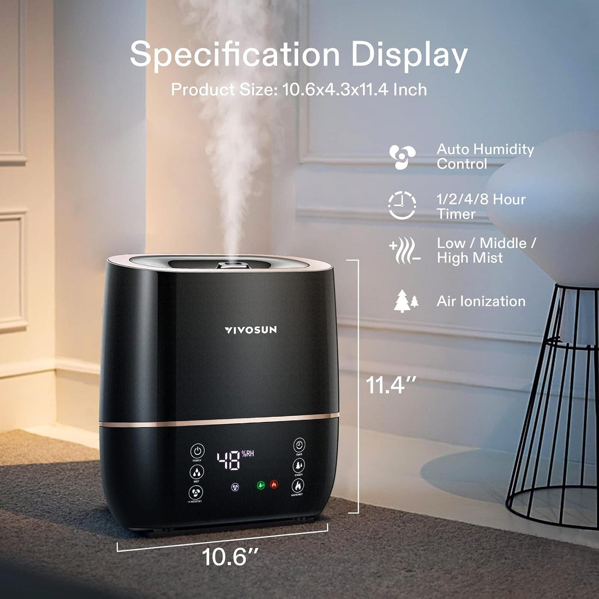 VIVOSUN Mist Humidifiers, Model and Capacity Options