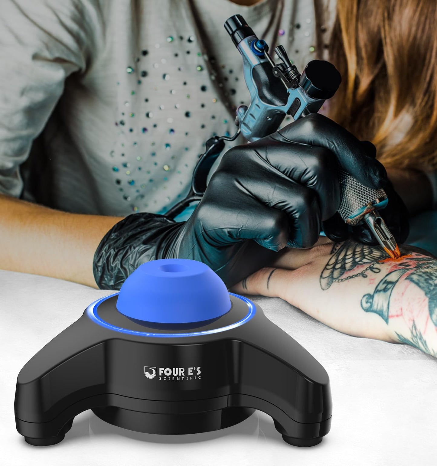 FOUR E'S SCIENTIFIC Vortex Mixer 5600rpm, Paint Mixer Touch Function, Mini Lab Vortex Shaker with an Extra Silicone Cap for Acrylic Miniature Model Paints Nail Polish Ink