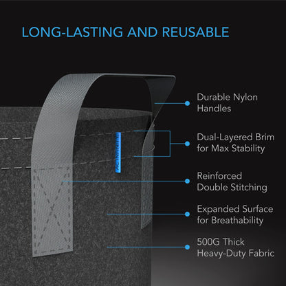 AC Infinity Fabric Grow Pots, Multiple Capacities