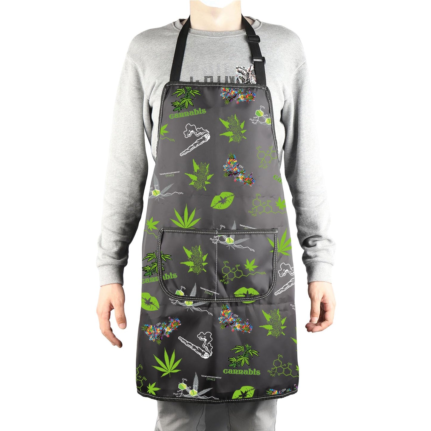 MBMSO Weed Apron with Pockets Inhale the Good Shit Exhale the Bullshit Marijuana Leaf Apron Cannabis Aprons Weed Lovers Gifts