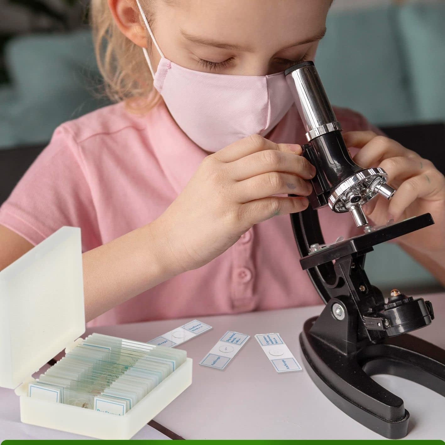 AmScope PS25 Prepared Microscope Slide Set for Basic Biological Science Education, 25 Slides, Includes Fitted Wooden Case Brown