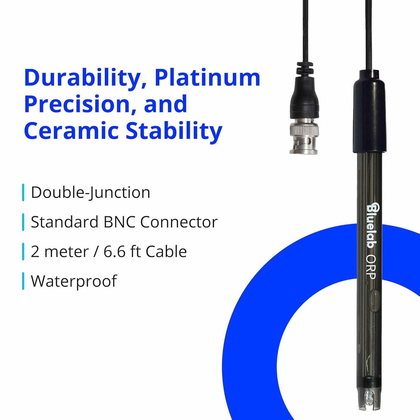 Bluelab ORP Probe – Durable, Platinum Probe with Ceramic Diaphragm & 2m Cable for Chlorine-Based Sanitiser Monitoring