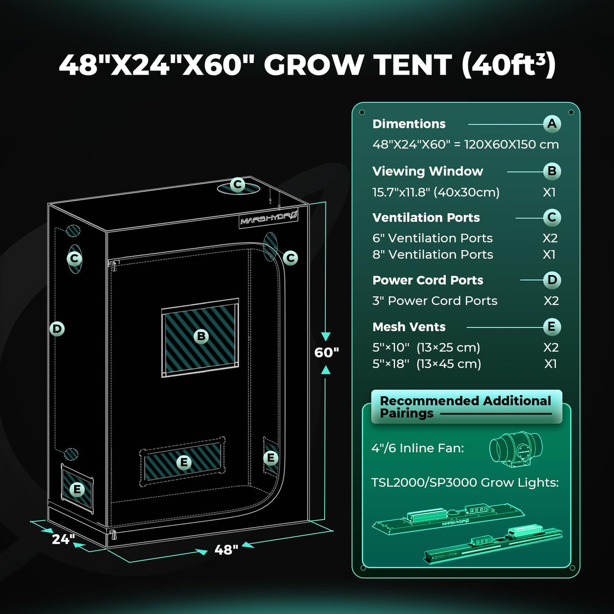 MARS HYDRO Grow Tents, Multiple Sizes