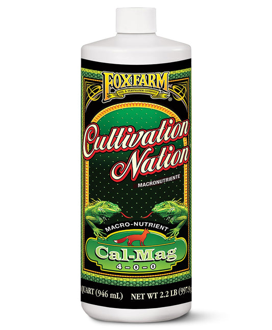 Fox Farm Cultivation Nation Cal-Mag Supplement - Formula with 3% Calcium & 1% Magnesium for Flowering & Fruiting, Ideal for Hydroponics, Soil, & All Growing Environment, NPK 4-0-0 (1 Quart)