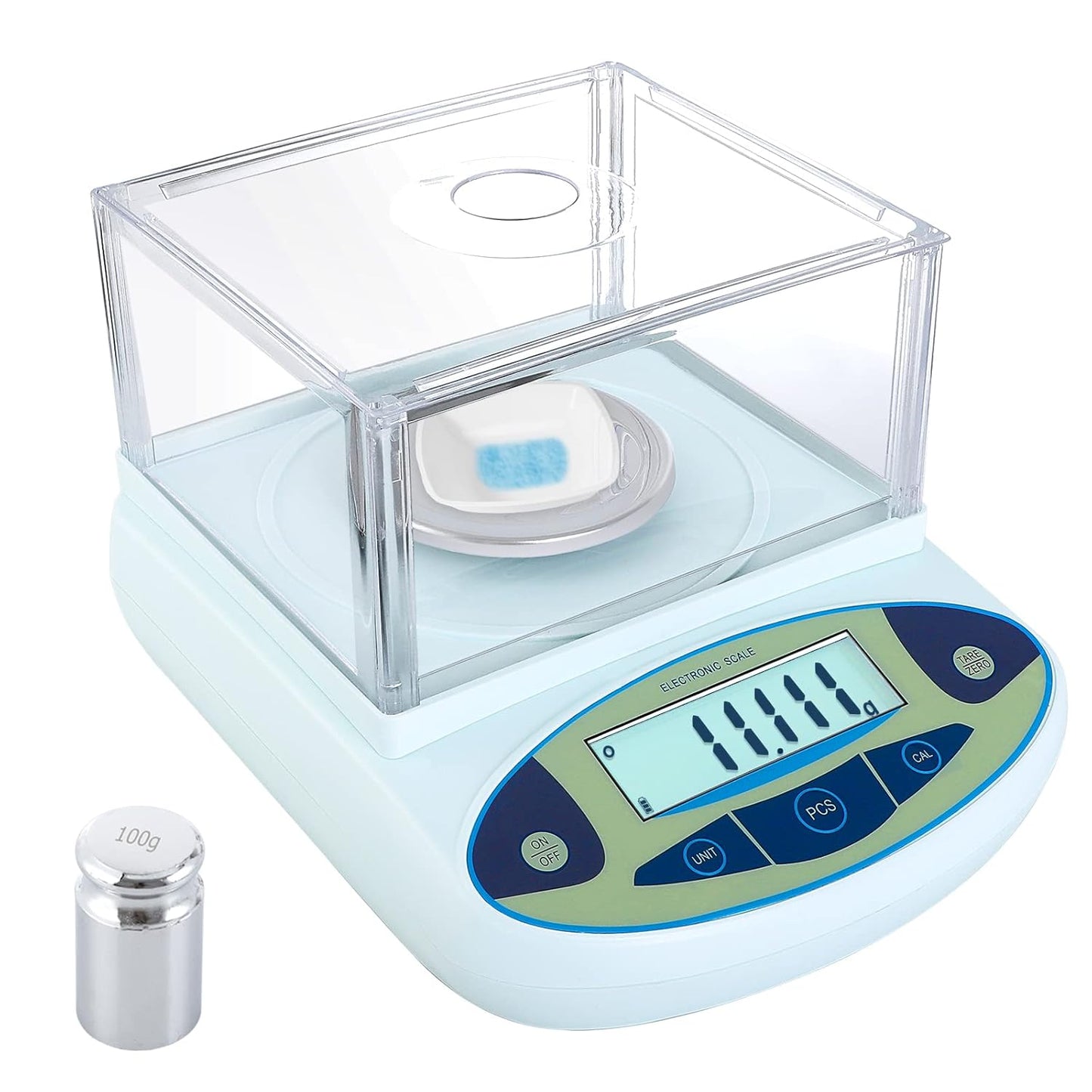 FOUR E'S SCIENTIFIC Lab Scale 100g x 0.001g Accuracy - High Precision Laboratory Analytical Balance with Windshield Digital Scientific Scale Jewelry/Kitchen Scale