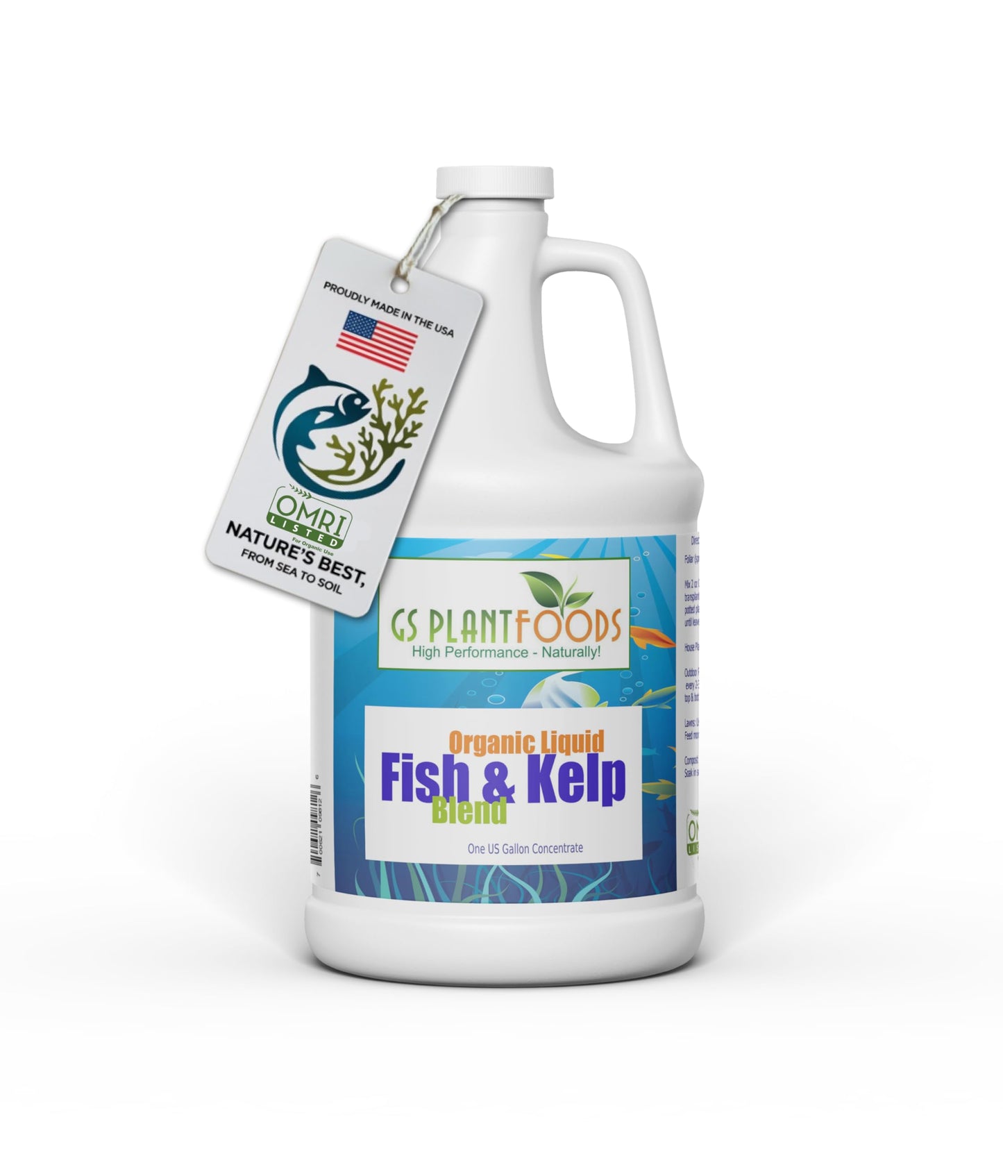 OMRI Listed Fish & Kelp Fertilizer by GS Plant Foods (1 Gallon) - Organic Fertilizer for Vegetables, Trees, Lawns, Shrubs, Flowers, Seeds & Plants - Hydrolyzed Fish and Seaweed Blend