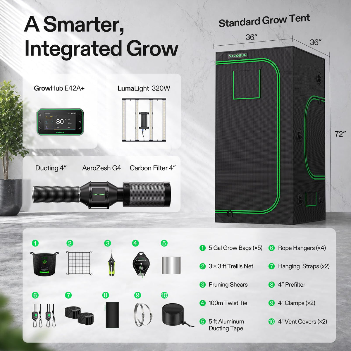 VIVOSUN Smart Grow Tent Kits, Multiple Sizes